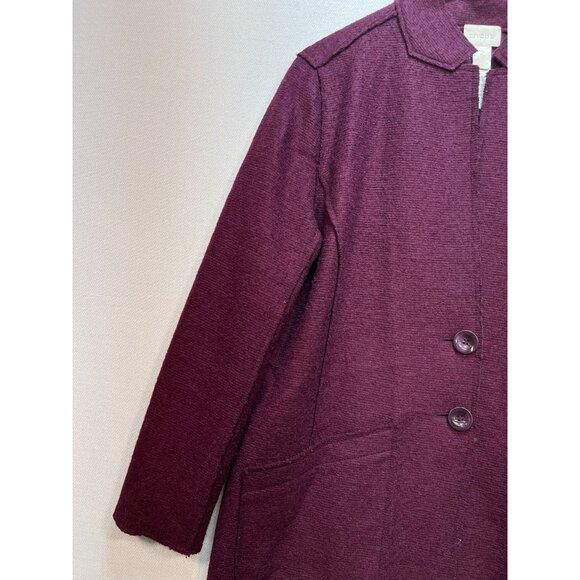 Chico's Women's Wool Blend Overcoat Long Sleeve Stretch Size 2 Burgundy Pockets - Picture 7 of 11